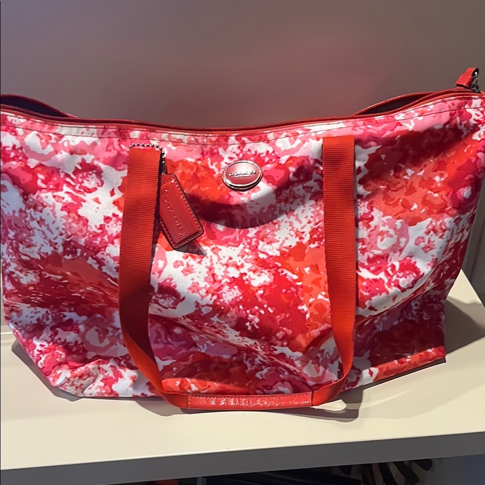 Coach Red, Pink and White Tote Bag